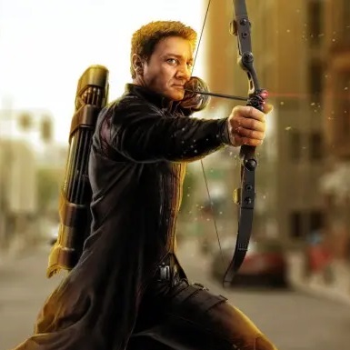 hawkeye qui s'apprête à tirer à l'arc